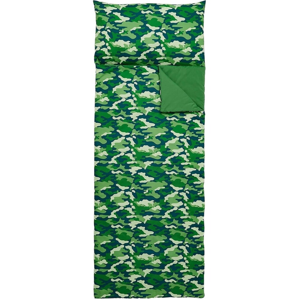 Amazon Basics Kids Rectangular Slumber Sleeping Bag Camo Green 69x52 Ultra Soft